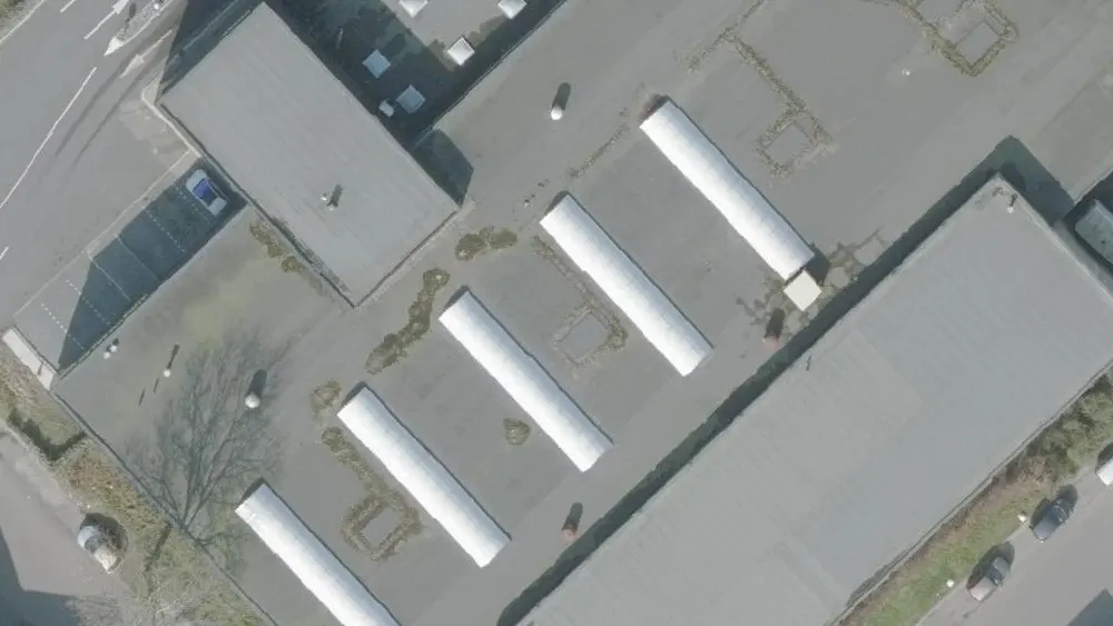 Luchtfoto van de omgeving van Autowaspark Kuzee Goes aan de Anthony Fokkerstraat 22. Nog geen foto's van de locatie zelf.