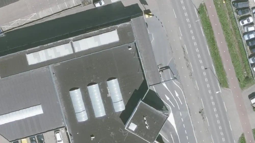 Luchtfoto van de omgeving van Autowaspark Kuzee Terneuzen aan de Meester F.J. Haarmanweg 55. Nog geen foto's van de locatie zelf.
