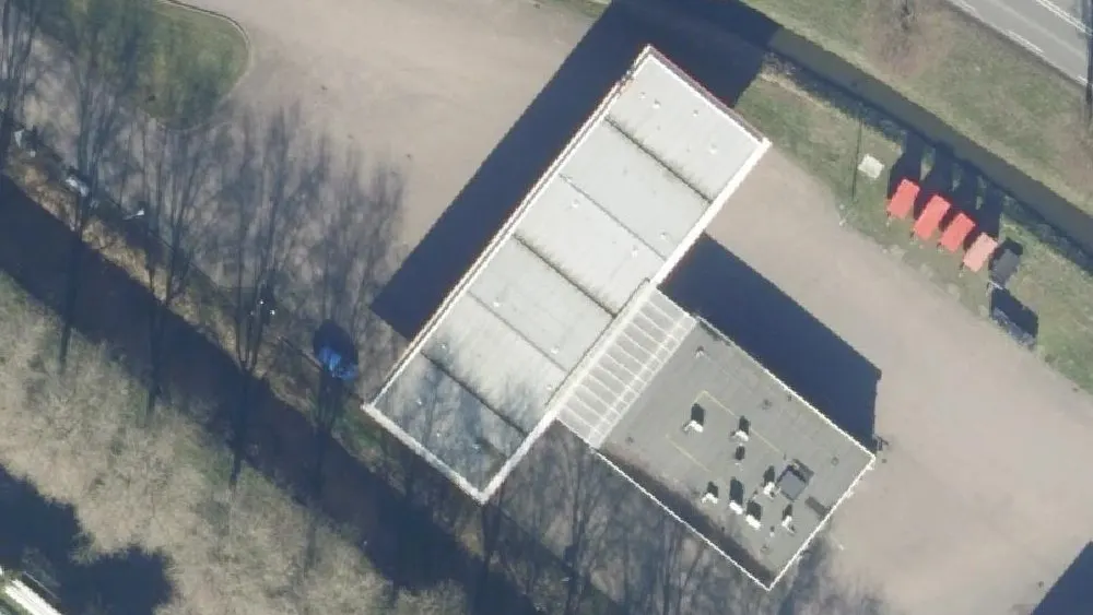 Luchtfoto van de omgeving van OK Diemen aan de Diemerpolderweg 2. Nog geen foto's van de locatie zelf.