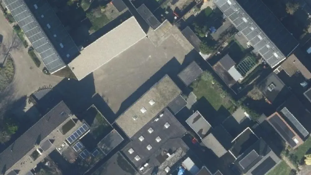 Luchtfoto van de omgeving van Loogman Heerhugowaard aan de Pascalstraat 13. Nog geen foto's van de locatie zelf.