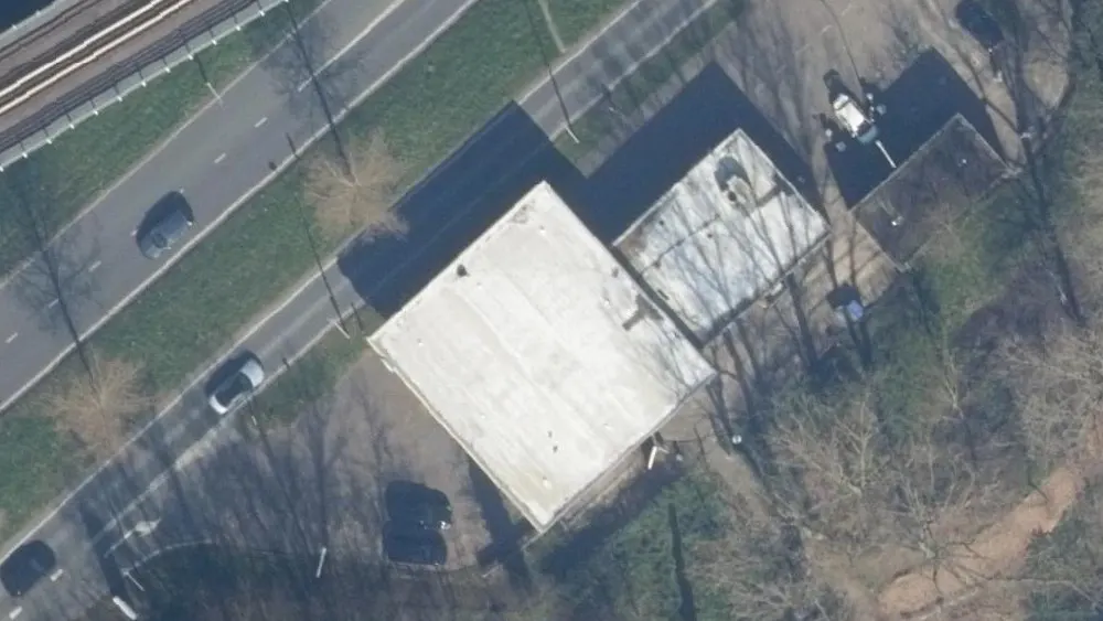 Luchtfoto van de omgeving van Shell Station Abr V Rijckev Zz aan de Abram V Rijckevorselweg 2. Nog geen foto's van de locatie zelf.