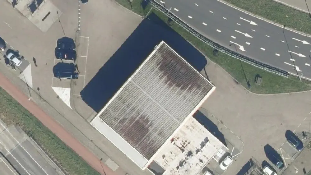 Luchtfoto van de omgeving van V.Kalmthout Service Stat aan de Van Heuven Goedhartlaan 201. Nog geen foto's van de locatie zelf.