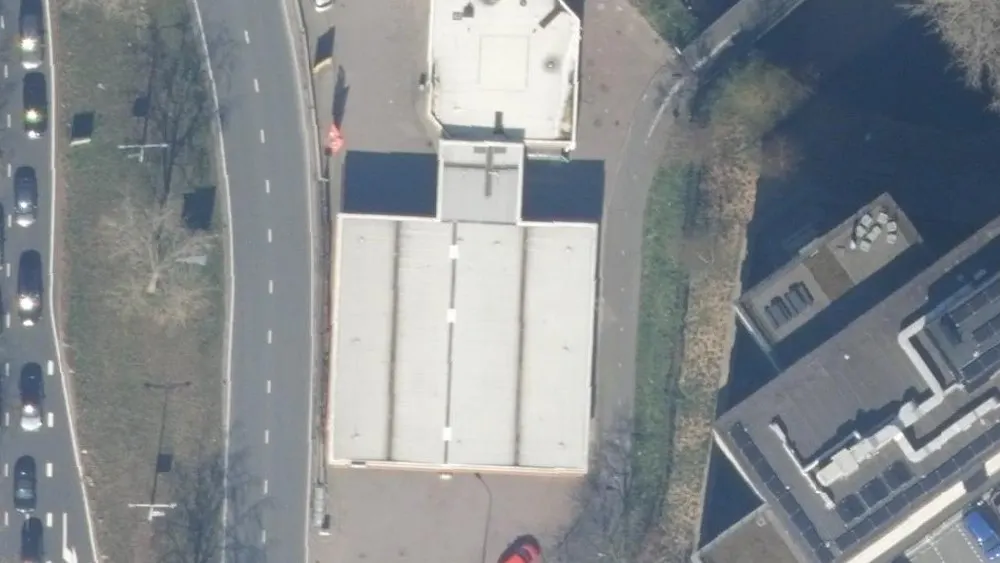 Luchtfoto van de omgeving van Shell Station Goudsepoort Oost aan de Goudsepoort Oz 2. Nog geen foto's van de locatie zelf.