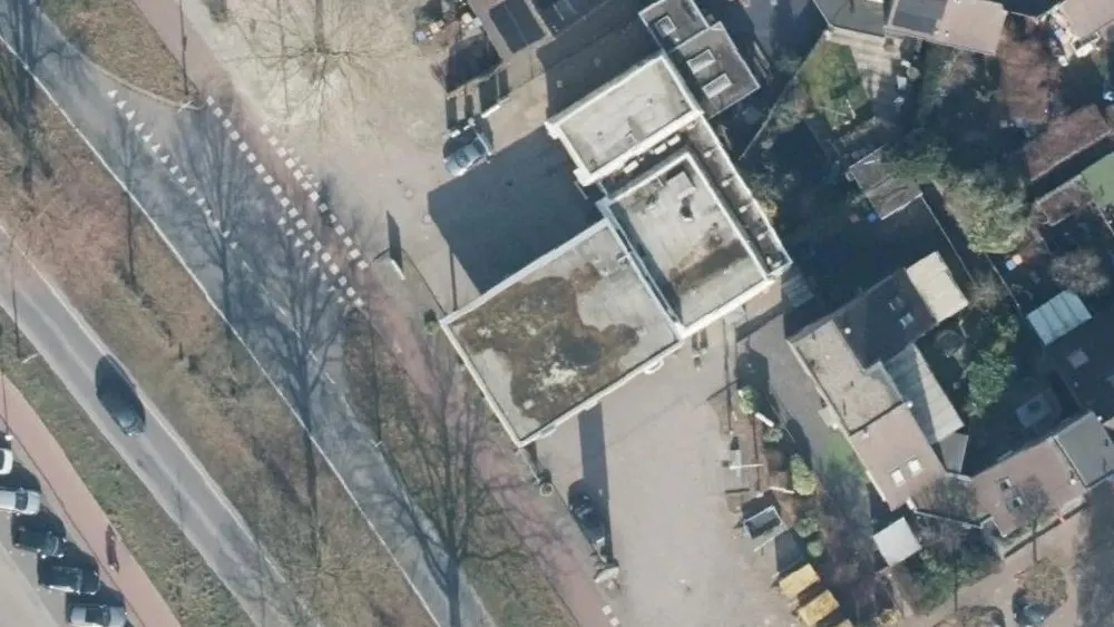 Luchtfoto van de omgeving van Shell Station Margijnenenk aan de Margijnenenk 44. Nog geen foto's van de locatie zelf.