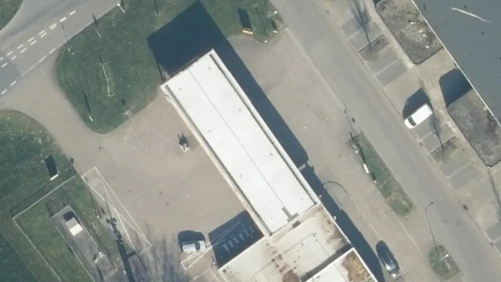 Luchtfoto van de omgeving van Shell Station Kaspers aan de Hopperzuigerstraat 2. Nog geen foto's van de locatie zelf.