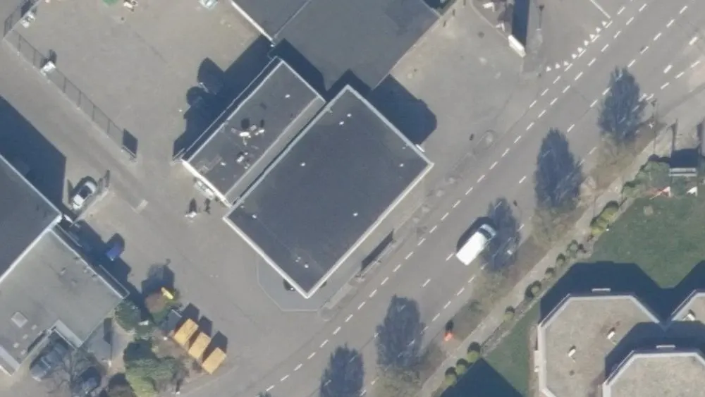 Luchtfoto van de omgeving van Shell Station Doornkade aan de Essenkade 1. Nog geen foto's van de locatie zelf.