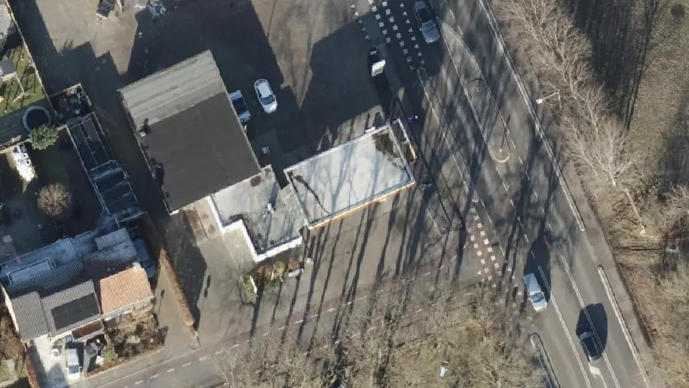 Luchtfoto van de omgeving van Shell Station J. Van Der Vegte aan de Eperweg 10 A. Nog geen foto's van de locatie zelf.