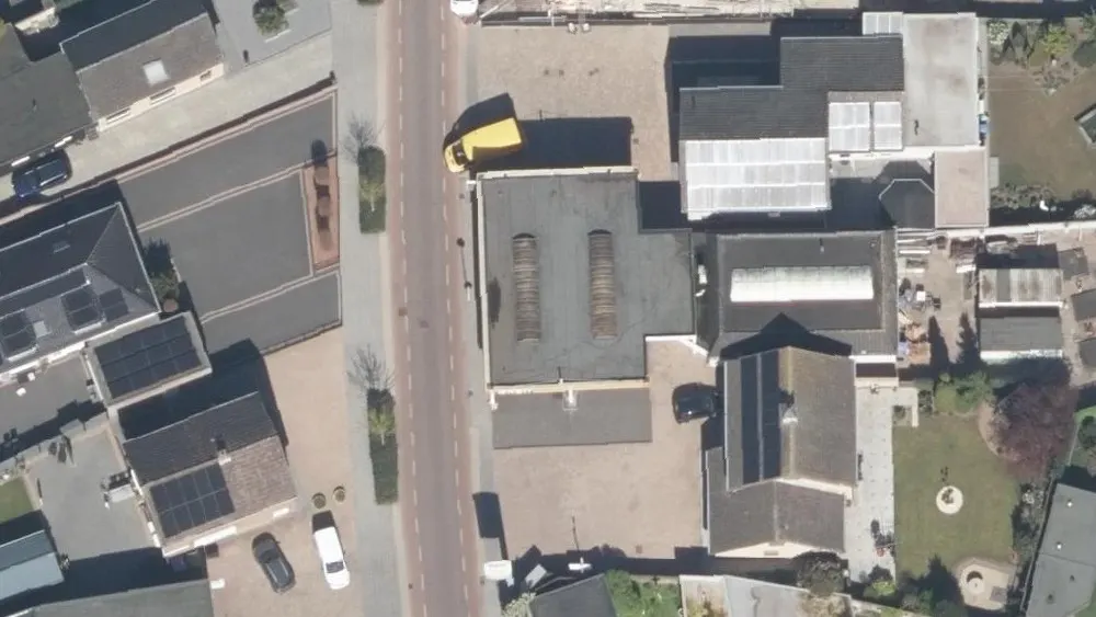 Luchtfoto van de omgeving van Shell Express Valentijn aan de Kaaistraat 61. Nog geen foto's van de locatie zelf.