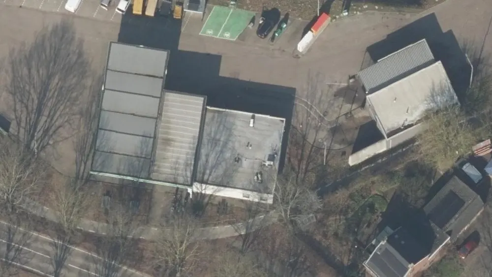 Luchtfoto van de omgeving van Shell Wittem aan de Rijksweg 4a. Nog geen foto's van de locatie zelf.