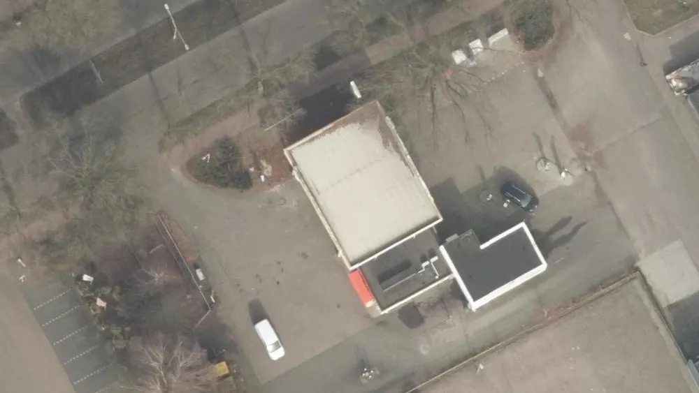 Luchtfoto van de omgeving van Shell Weert aan de Graafschap Hornelaan 132. Nog geen foto's van de locatie zelf.