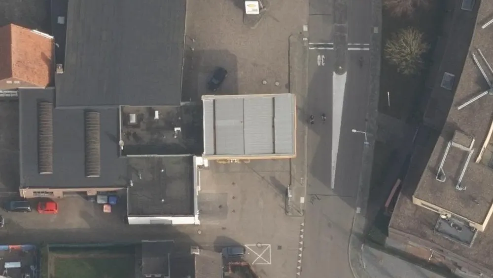 Luchtfoto van de omgeving van Shell Station Echt aan de Noorderpoort 8. Nog geen foto's van de locatie zelf.