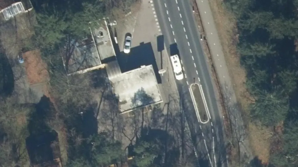 Luchtfoto van de omgeving van Shell Station Nunspeet aan de Elspeterweg 26. Nog geen foto's van de locatie zelf.
