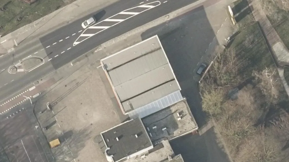 Luchtfoto van de omgeving van Shell Station Deurne aan de Hogeweg 2. Nog geen foto's van de locatie zelf.