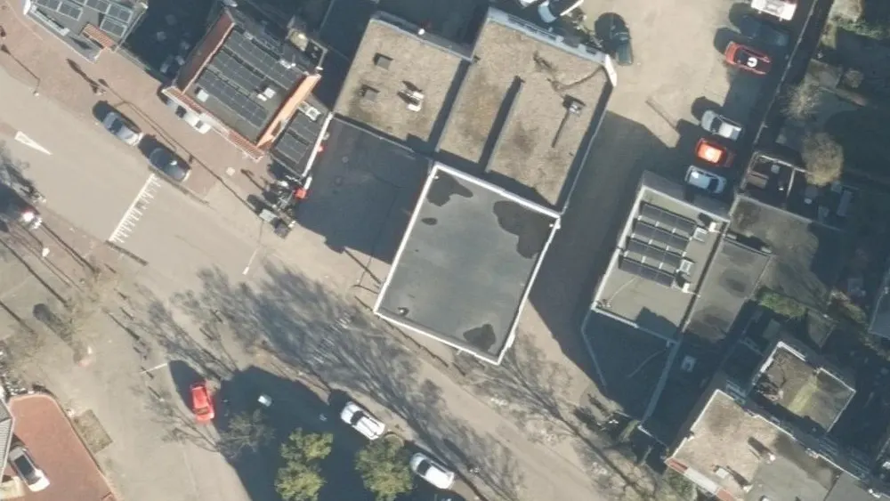 Luchtfoto van de omgeving van Shell Station Tooropstraat aan de Tooropstraat 7. Nog geen foto's van de locatie zelf.